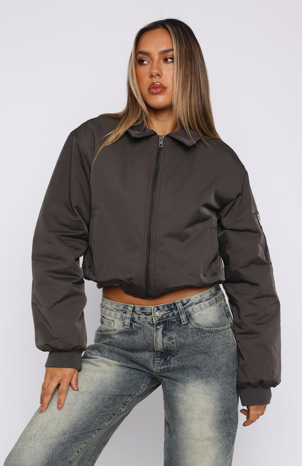 Something Forgotten Bomber Jacket Slate