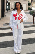 Club 14 Allie Wide Leg Sweatpants Grey Marle
