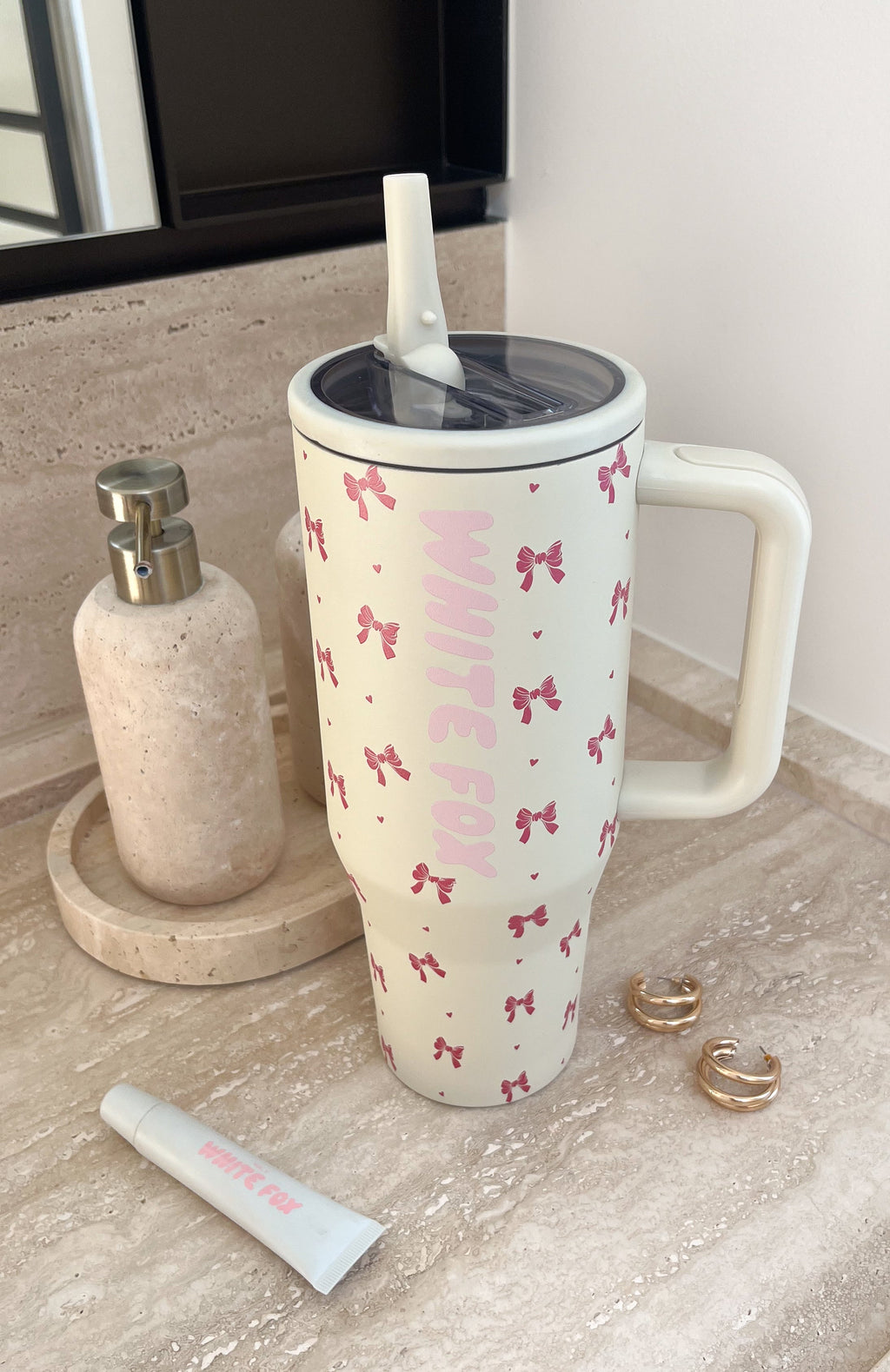 Colson Drink Bottle 1.2 Litre Cream Bows