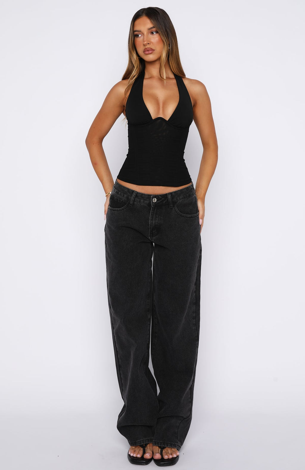 Hot Girl Halter Bustier Black