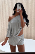 Slow Life Pyjama Shorts Grey Marle